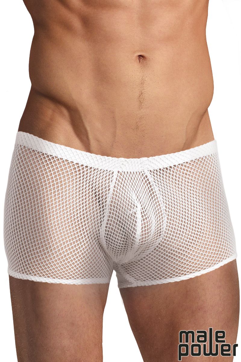 STRETCH NET / BLANC/ POUCH SHORT - MALE POWER