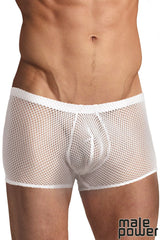 STRETCH NET / BLANC/ POUCH SHORT - MALE POWER