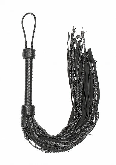 PAIN - LEATHER SUEDE BARBED WIRED FLOGGER