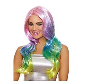 PERRUQUE - LONGUE BOUCLÉ OMBRÉ - ARC-EN-CIEL PASTEL- DREAMGIRL