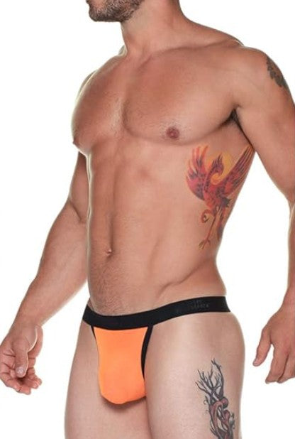 MICRO THONG ELASTIC MESH NEON ORANGE - SMALL