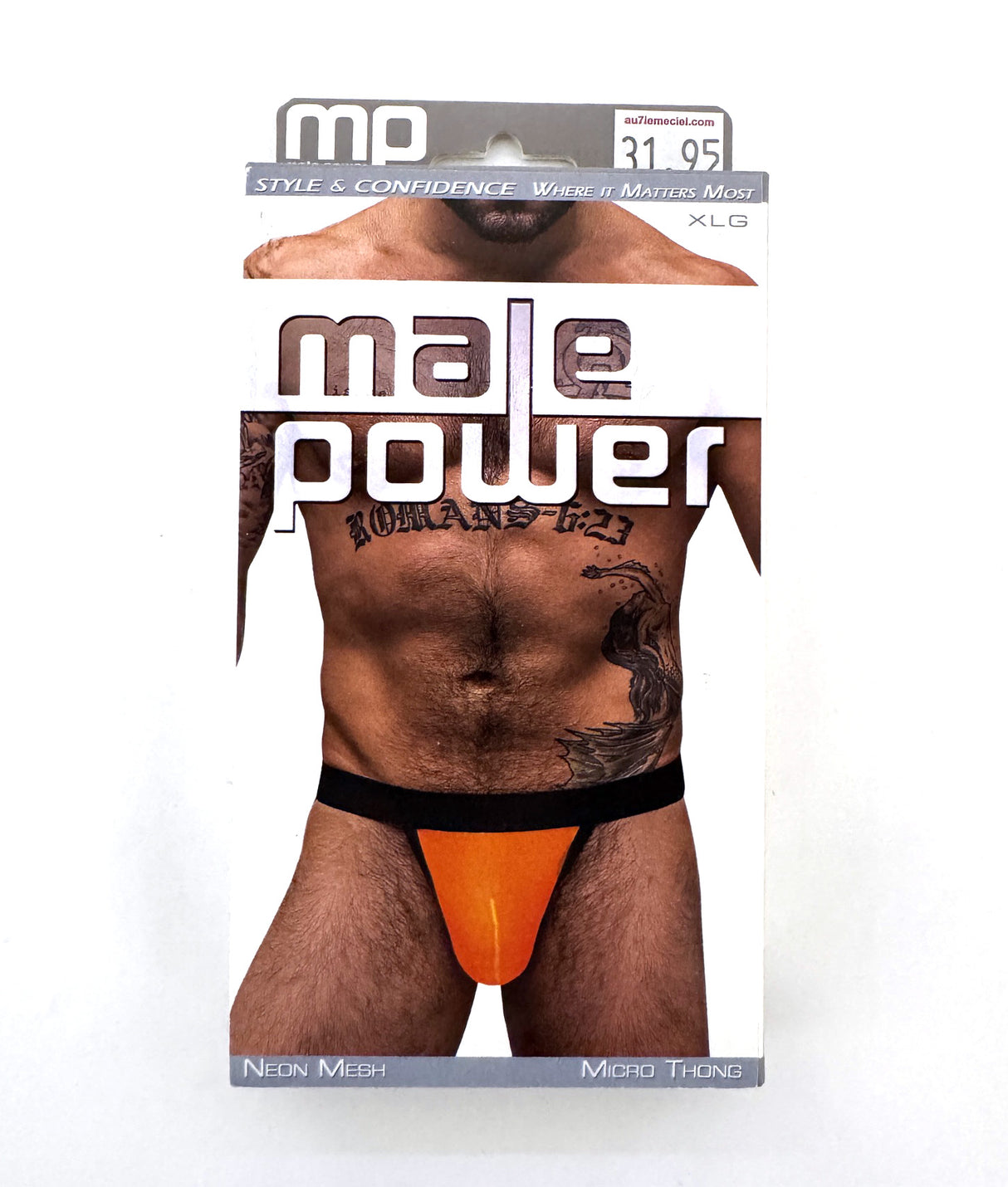 MICRO THONG ELASTIC MESH NEON ORANGE - X-LARGE