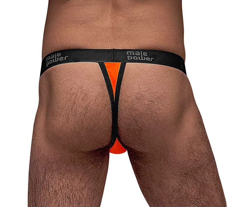MICRO THONG ELASTIC MESH NEON ORANGE - SMALL