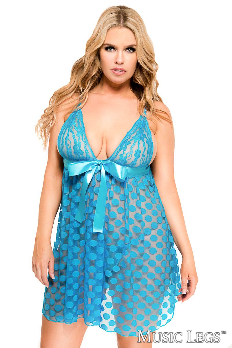 BABYDOLL MESH À POIS QUEEN O/S