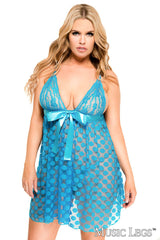 BABYDOLL MESH À POIS QUEEN O/S