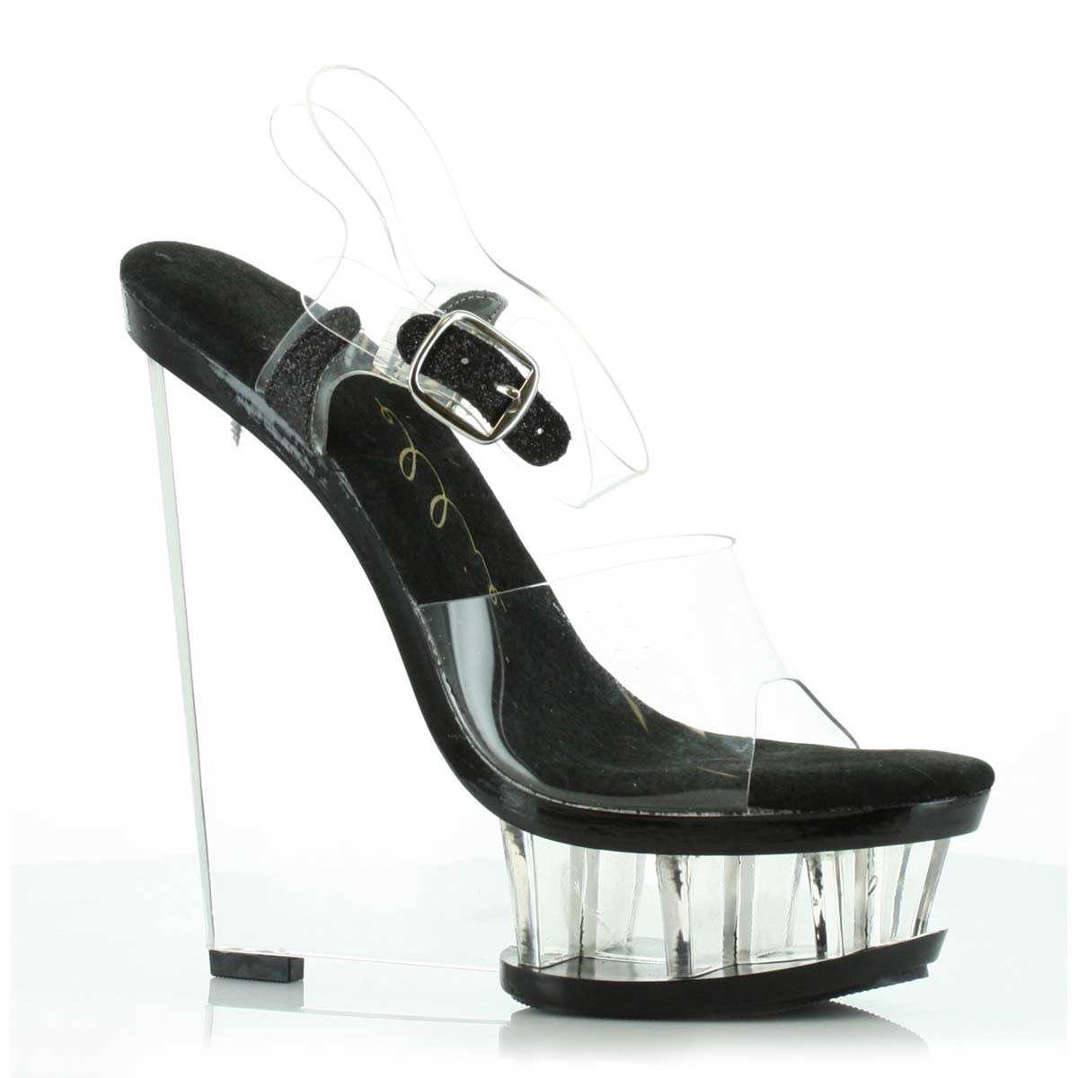 6 POUCES SANDALE COMPENSÉE TRANSPARENTE - Ellie Shoes