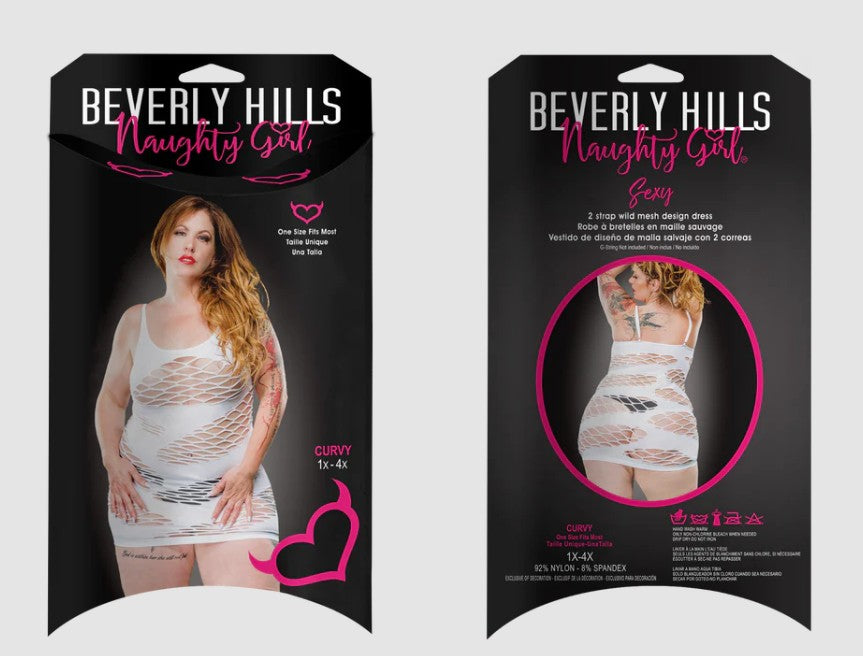 ROBE MESH ET BANDE - WHITE-BEVERLY
