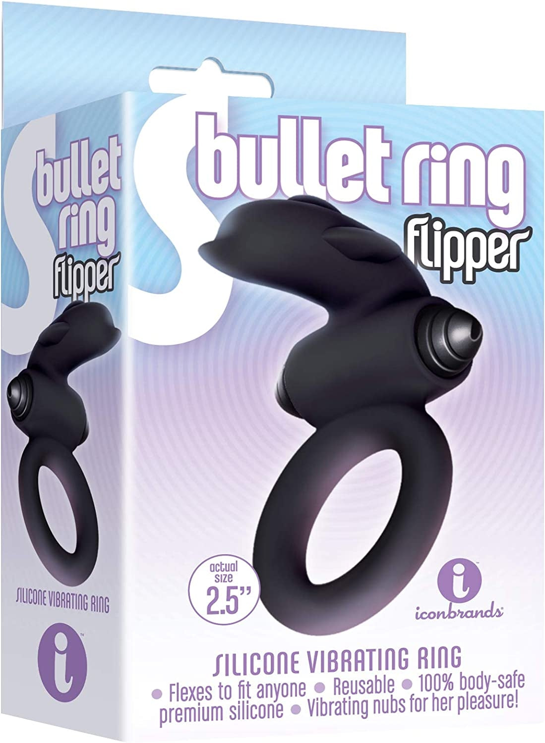 THE 9'S - SILICONE BULLET TONGUE FLIPPER COCK RING - BLACK