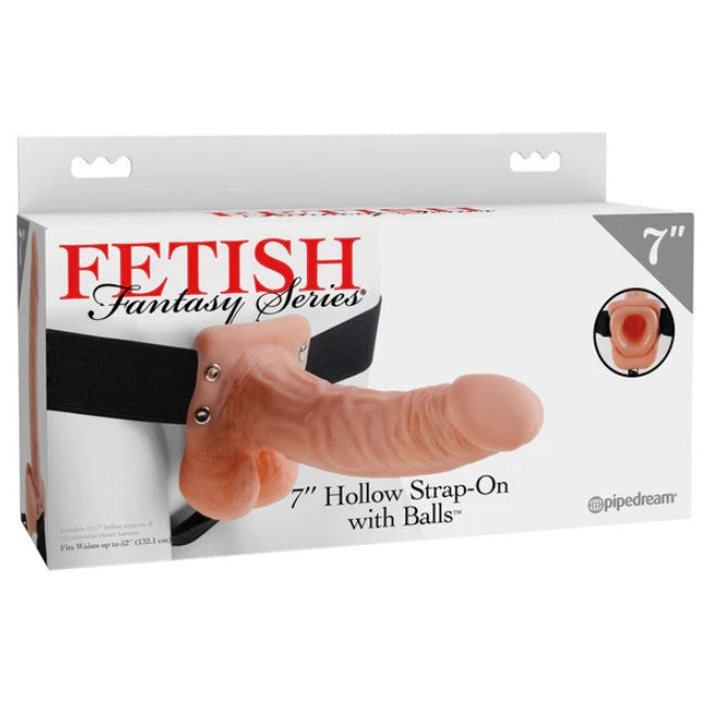 FFS- 7'' HOLLOW STRAP-ON WITH BALLS - FLESH
