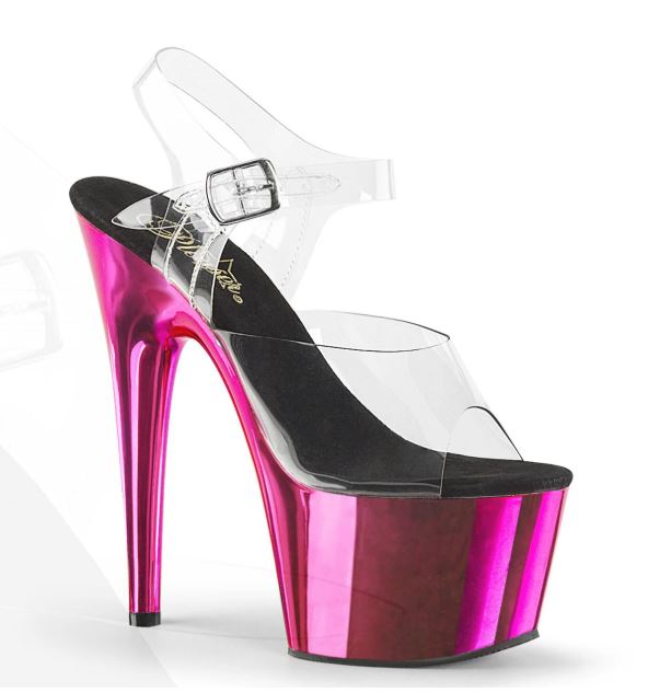 7 POUCES PLATEFORME ROSE CHROME AVEC STRAP - PLEASER