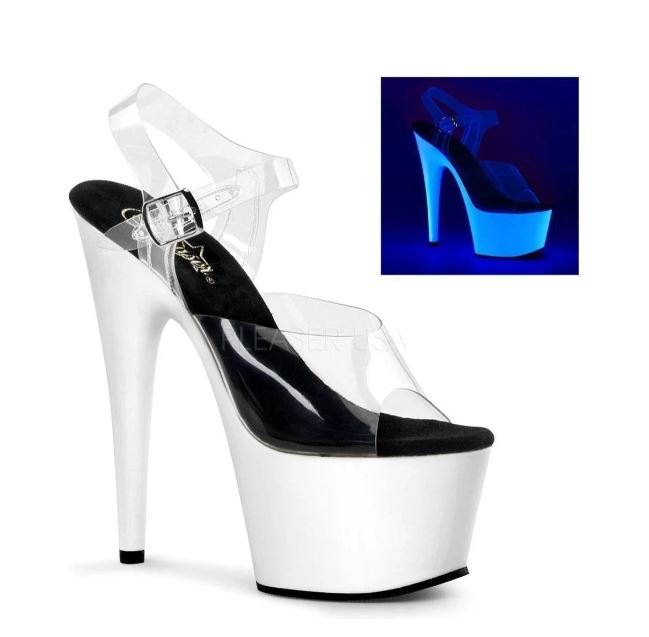 7 POUCES SANDALE PLATE-FORME BRILLE DANS LE NOIR BLANCHE - PLEASER