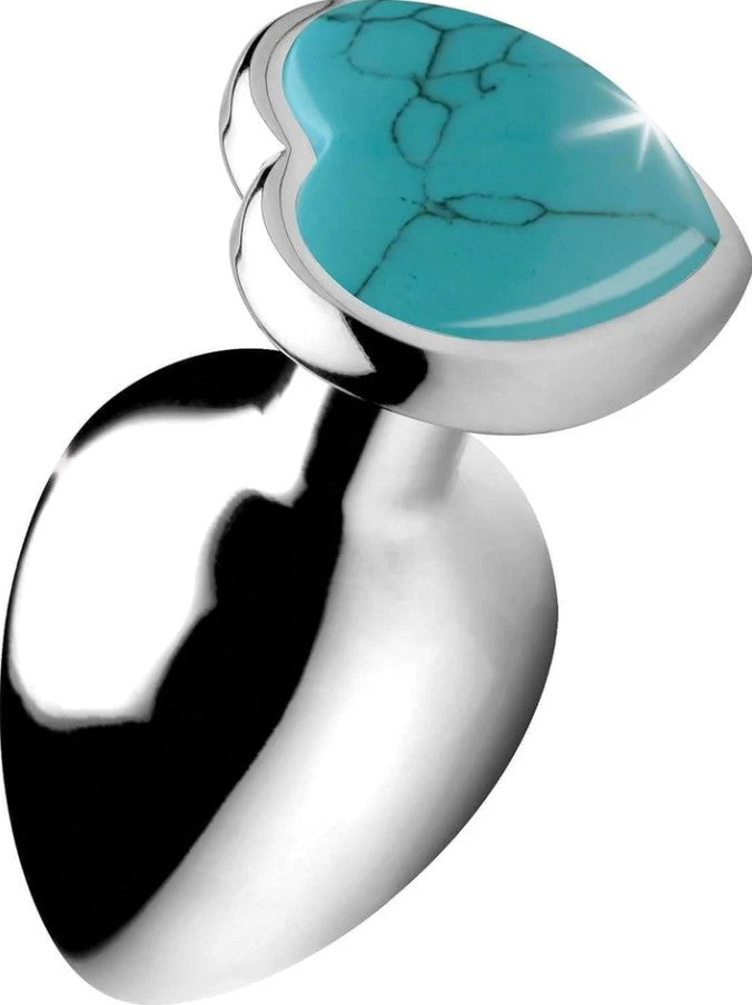 TURQUOISE HEART LARGE ANAL PLUG