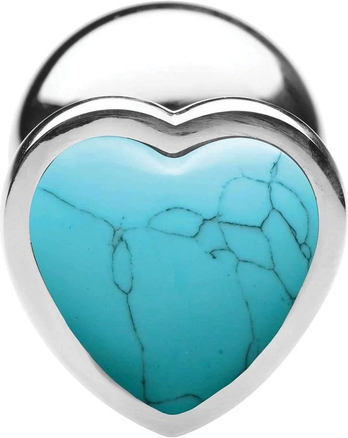 TURQUOISE HEART LARGE ANAL PLUG