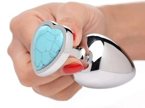 TURQUOISE HEART LARGE ANAL PLUG