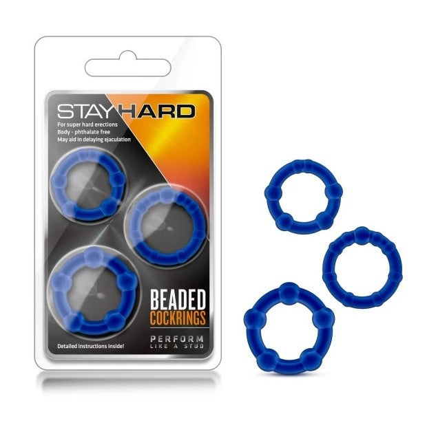 BEADED COCK RING BLUE