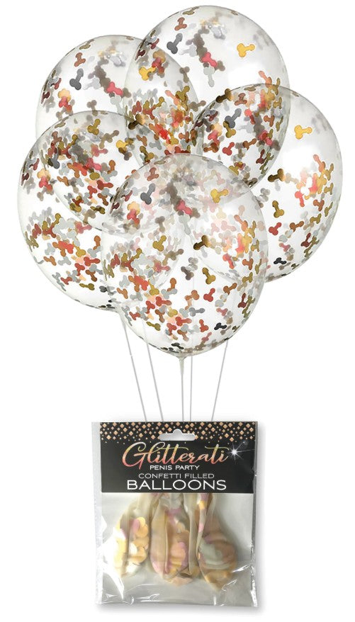 GLITTERATI PENIS PARTY 11'' CONFFETI FILLED BALLOONS