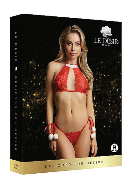 SNOW ANGEL LACE LINEGRIE SET - RED - OS