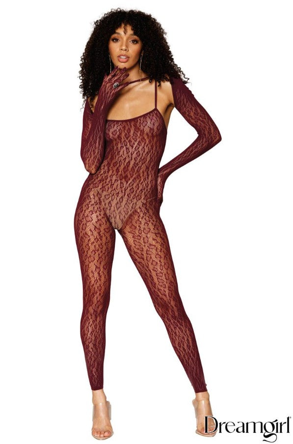Bodystocking & Shrug rouge vin leopard patterns