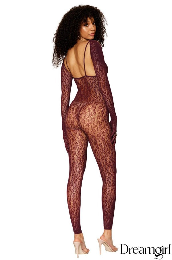 Bodystocking & Shrug rouge vin leopard patterns