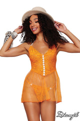 BABYDOLL BRODERIE MARGUERITE ORANGE - OS & QUEEN - DREAMGIRL