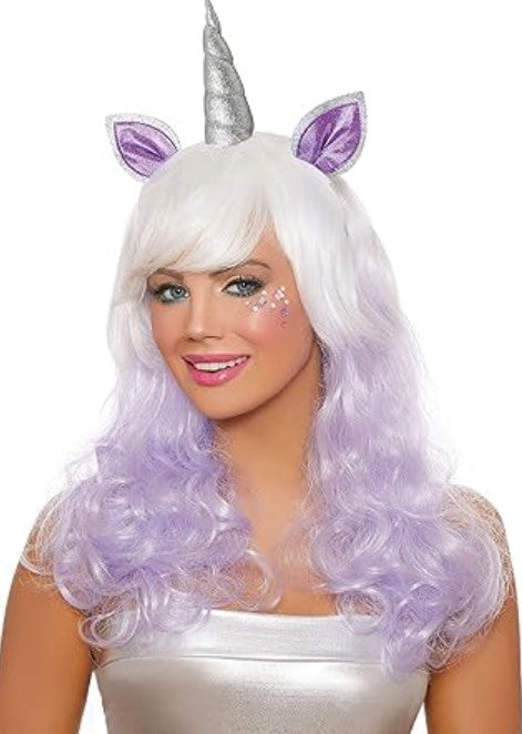 DREAMGIRL- PERRUQUE LICORNE BLANCHE ET MAUVE
