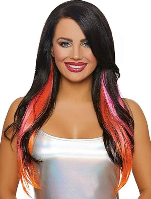 EXTENSIONS CHEVEUX MULTICOLORE ORANGE ET ROSE
