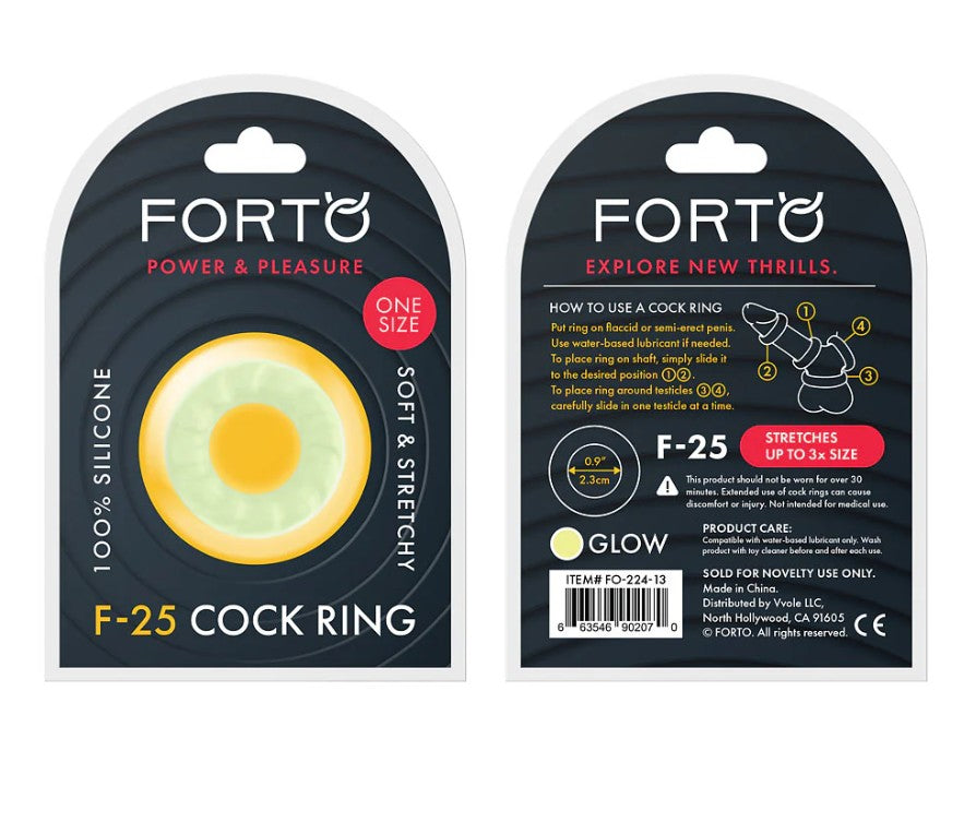 F-25 : 23MM 100 % LIQUID SILICONE C-RING GLOW GREEN - FORTO