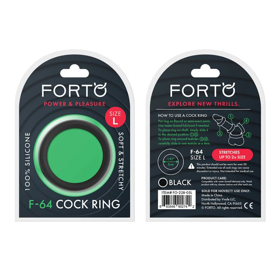 F-64 : 50MM 100% SILICONE WIDE-BLACK- FORTO
