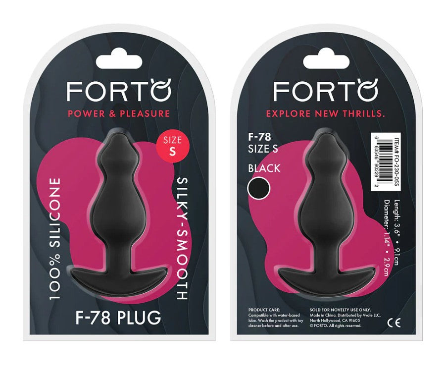 FORTO- F78: POINTEE 100 % SILICONE PLUG SMALL- BLACK