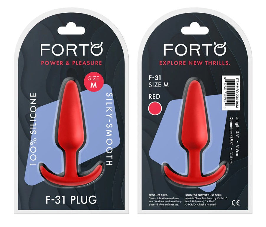 F-31: 100% SILICONE PLUG - MEDIUM - RED - FORTO