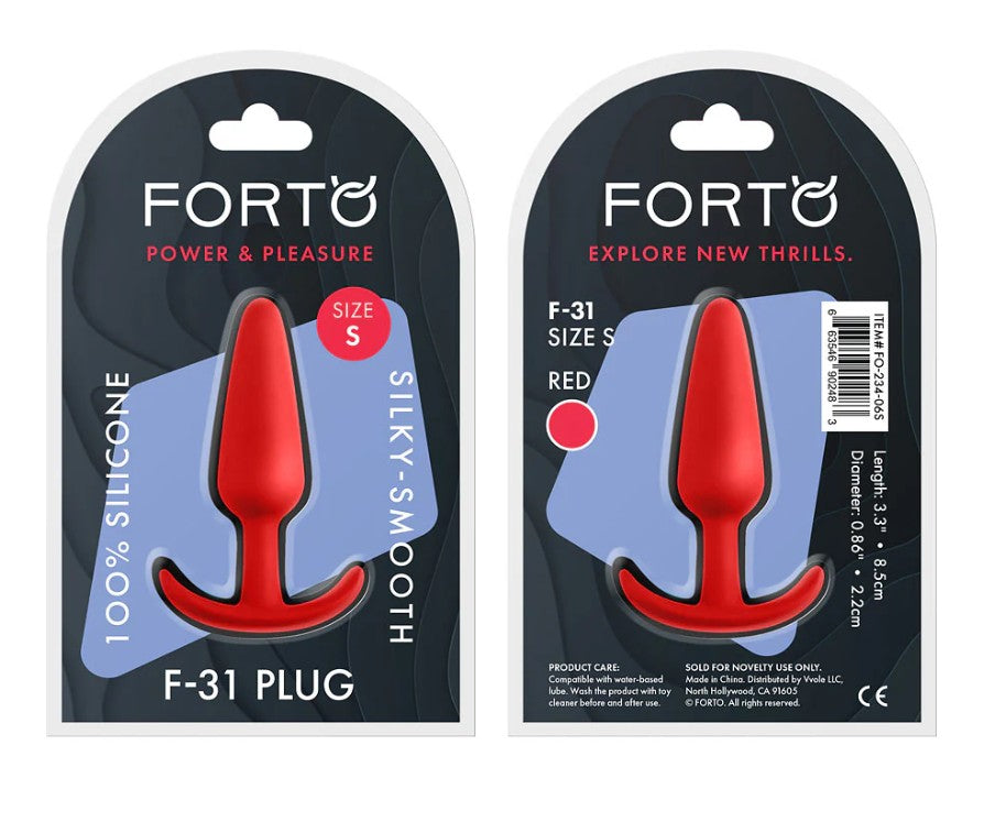F-31: 100% SILICONE PLUG - SMALL - RED - FORTO