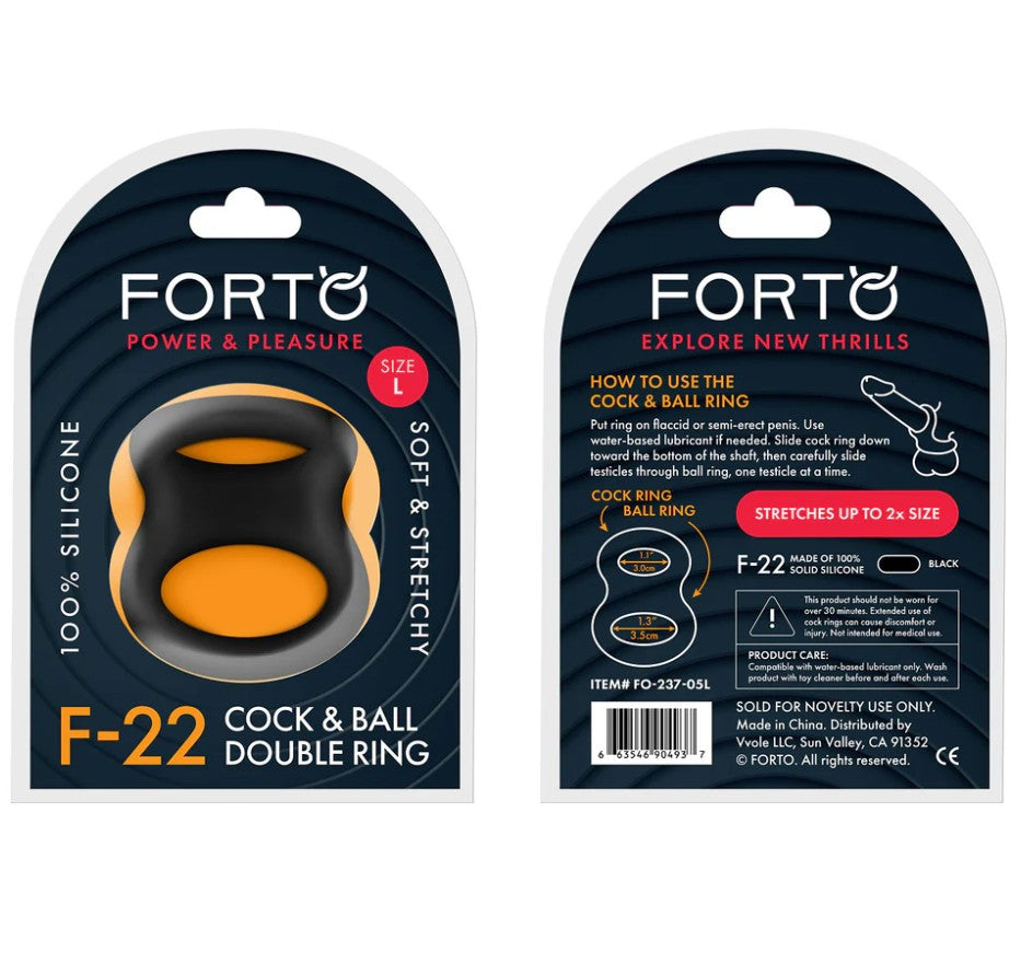 F-22: D RING LIQUID SILICONE 57.5/60MM - BLACK - FORTO