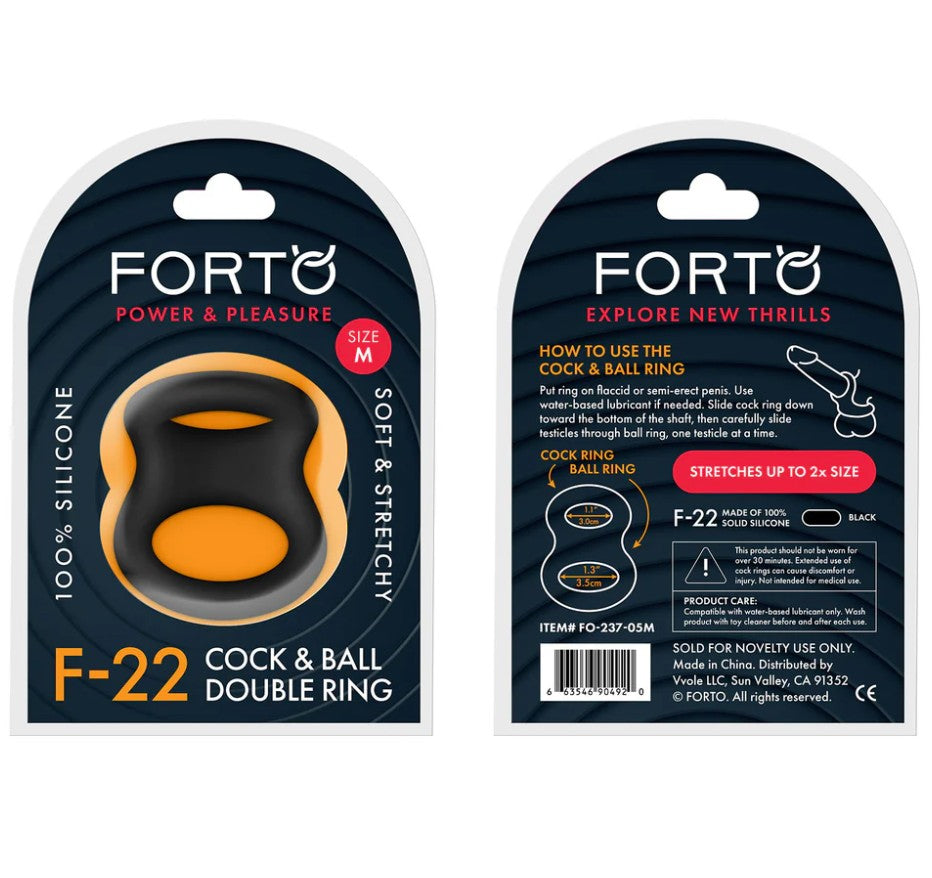 F-22: D RING LIQUID SILICONE 53/55MM - BLACK - FORTO