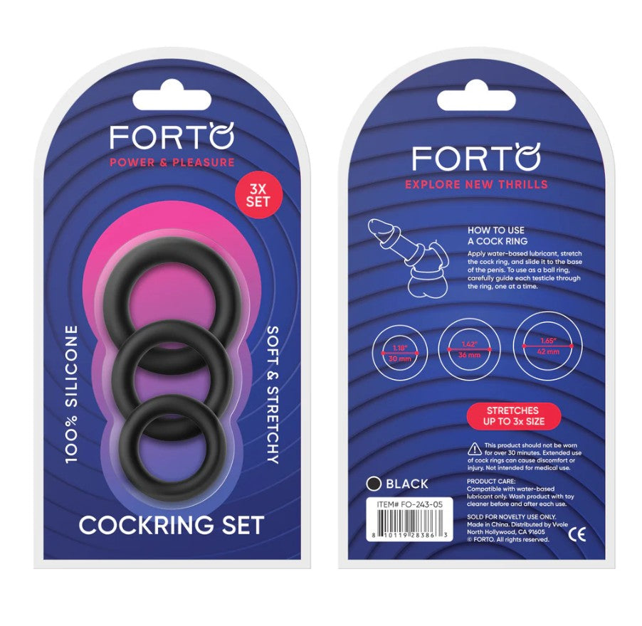 F-39 - TRIO COCKRING SET - BLACK - FORTO