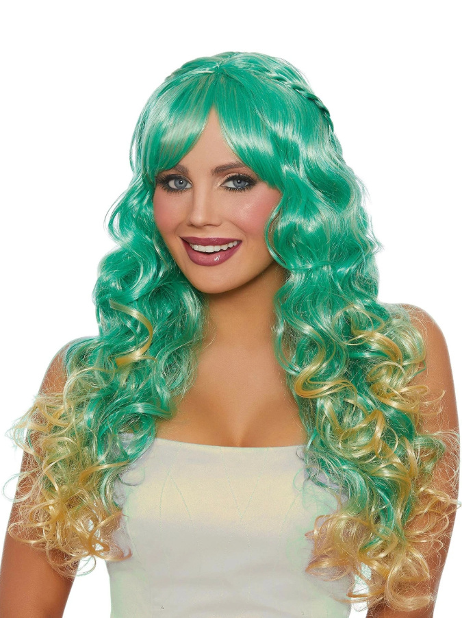 LONG WAVY GREEN/HONEY PERRUQUE