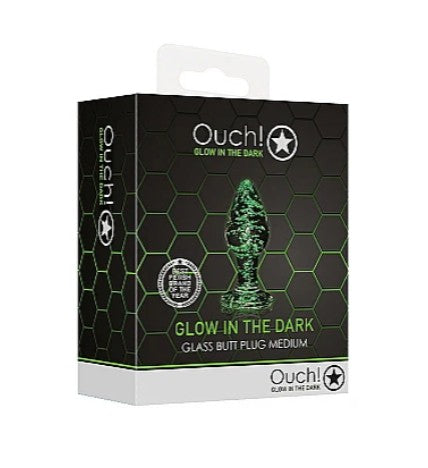 GLASS MED BUTT PLUG - GLOW IN THE DARK - OUCH!