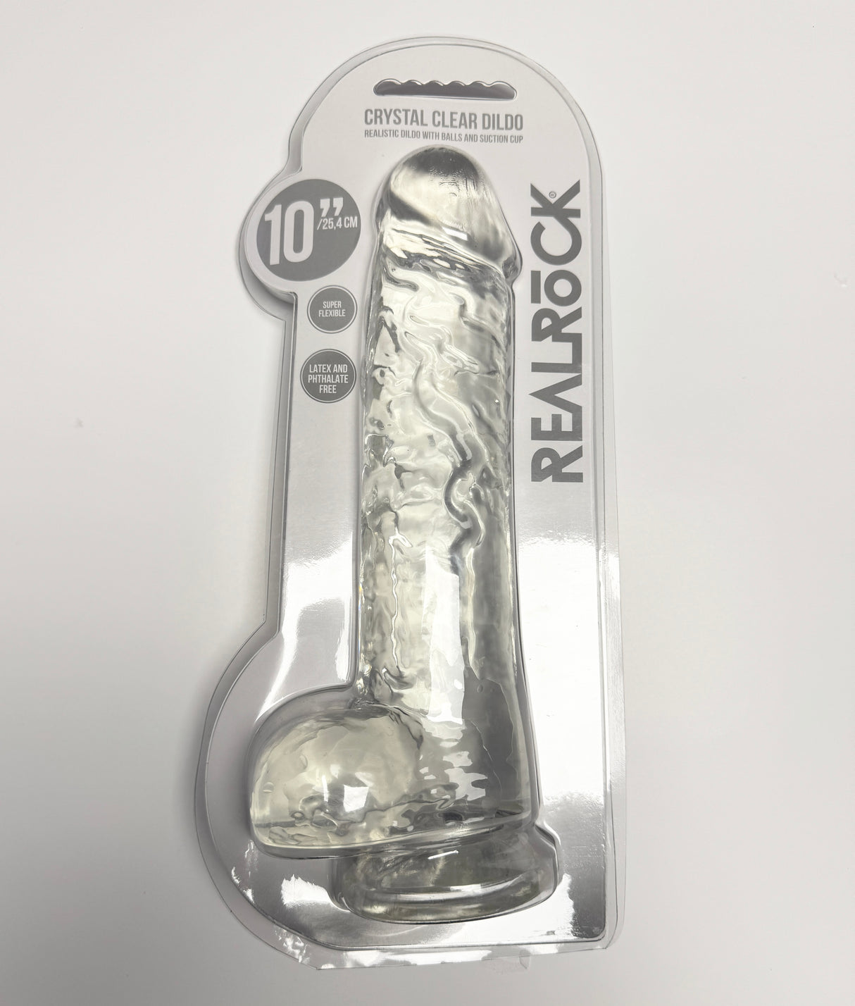 REALROCK - 10'' REALISTIC DILDO WITH BALLS - TRANSPARENT