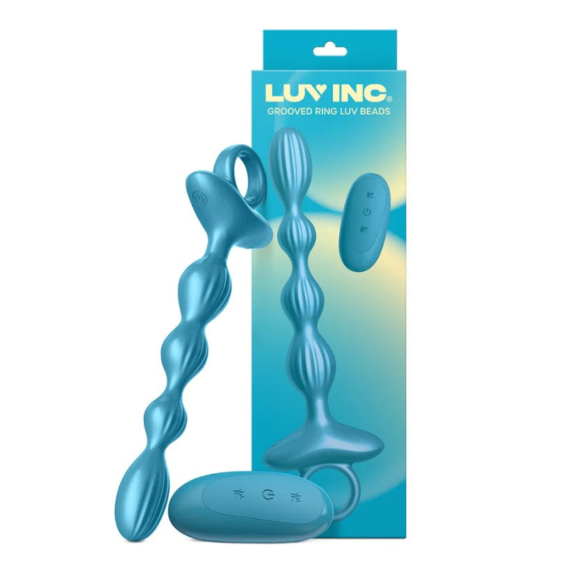 GR41 : GROOVED RING LUV BEADS - METALLIC BLUE - LUV INC