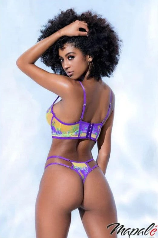ENS.2 PC FLEURI JAUNE & MAUVE- MAPALÉ