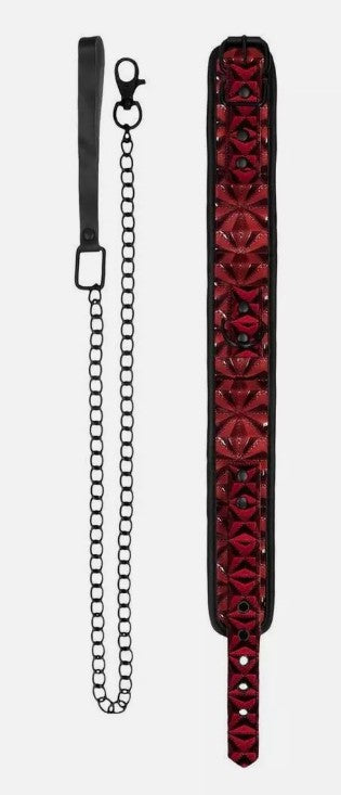 OUCH! - LUXURY COLLAR WITH LEASH - BURGUNDY