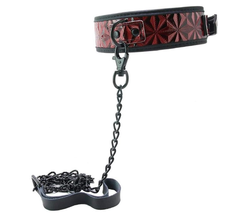 OUCH! - LUXURY COLLAR WITH LEASH - BURGUNDY