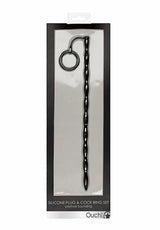 SILICONE PLUG & COCK RING SET - URETHAL SOUNDING - BLACK