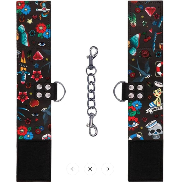 OUCH! -  PRINTED HAND CUFFS - OLD SCHOOL TATTOO