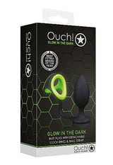 BUTT PLUG WITH COCKRING& BALL - GLOW IN THE DARK - OUCH!