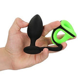 BUTT PLUG WITH COCKRING& BALL - GLOW IN THE DARK - OUCH!