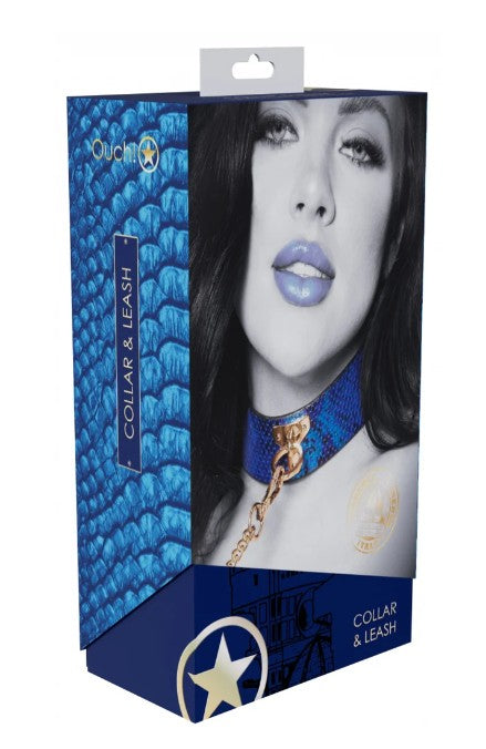 OUCH! - FLORENCE COLLECTION - COLLAR WITH LEASH - BLEU