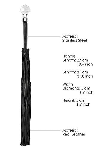 PAIN - SPARKLING ROUND METAL HANDLE LEATHER FLOGGER