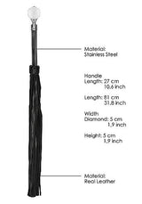PAIN - SPARKLING ROUND METAL HANDLE LEATHER FLOGGER