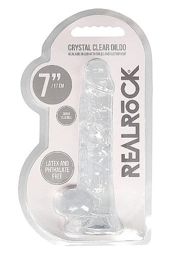 REALROCK - 7'' REALISTIC DILDO WITH BALLS - TRANSPARENT