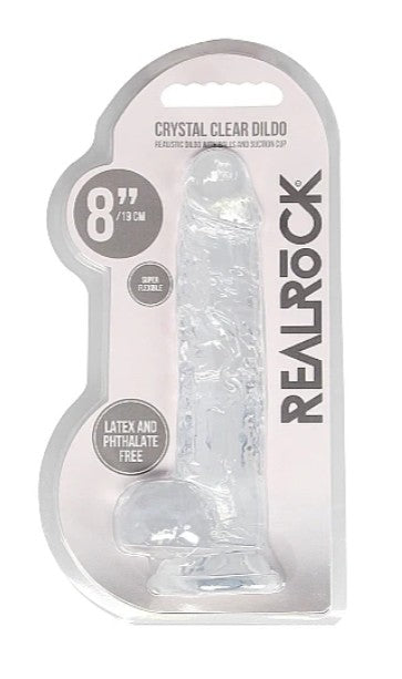 REALROCK - 8'' REALISTIC DILDO WITH BALLS - TRANSPARENT